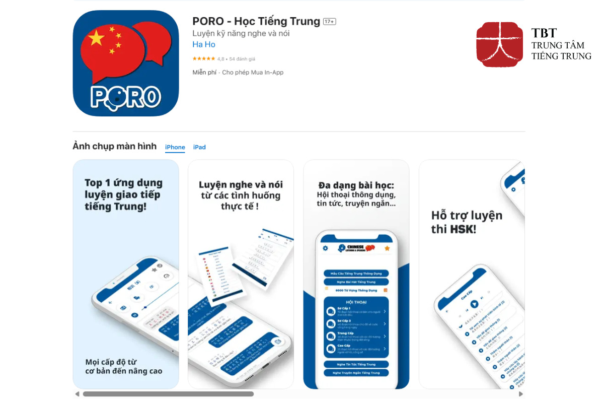 App PORO - Học tiếng Trung