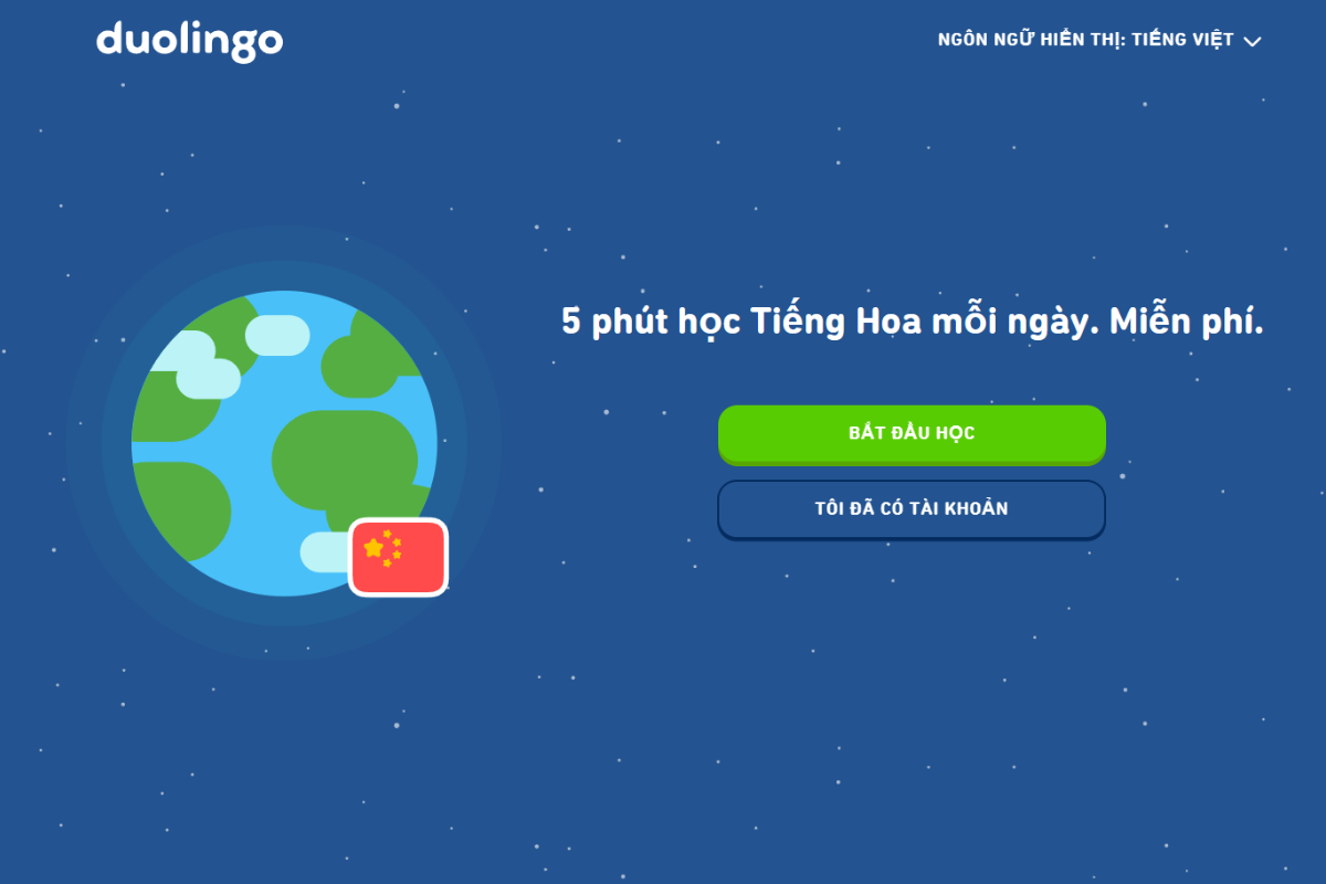 Trang web học tiếng Trung Duolingo