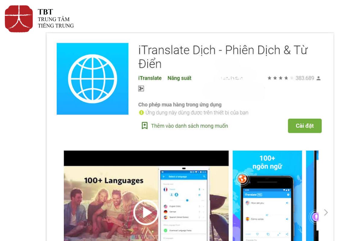 phần mềm ITranslate Dịch